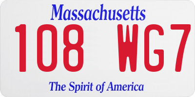 MA license plate 108WG7
