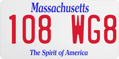 MA license plate 108WG8