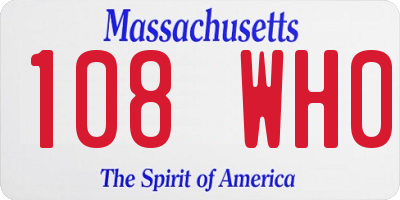 MA license plate 108WH0