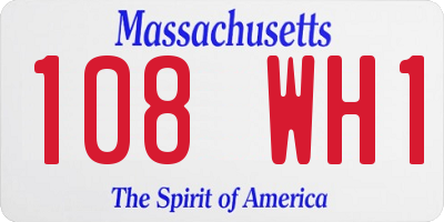 MA license plate 108WH1