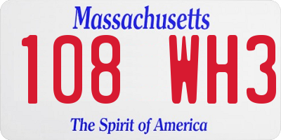 MA license plate 108WH3