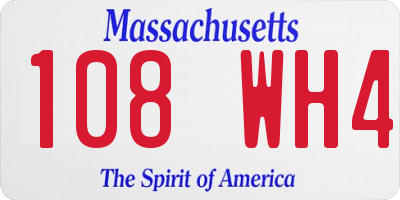 MA license plate 108WH4