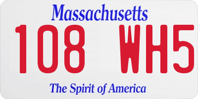 MA license plate 108WH5