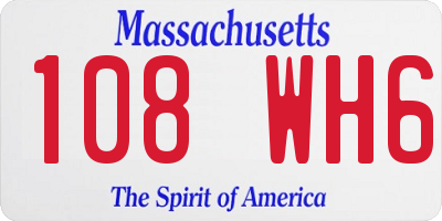 MA license plate 108WH6