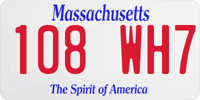 MA license plate 108WH7