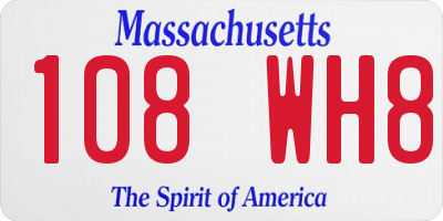 MA license plate 108WH8