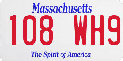 MA license plate 108WH9