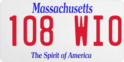 MA license plate 108WI0