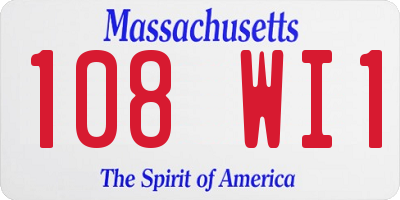 MA license plate 108WI1