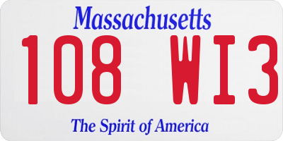 MA license plate 108WI3