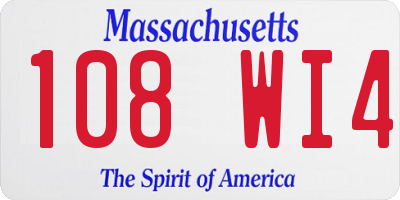 MA license plate 108WI4