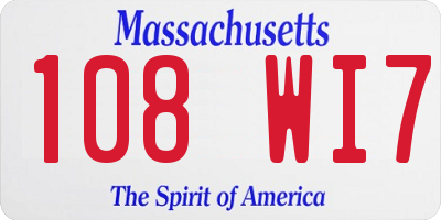 MA license plate 108WI7