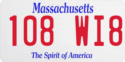MA license plate 108WI8