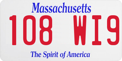 MA license plate 108WI9