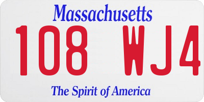 MA license plate 108WJ4