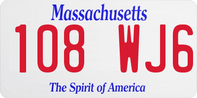 MA license plate 108WJ6