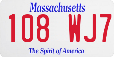 MA license plate 108WJ7