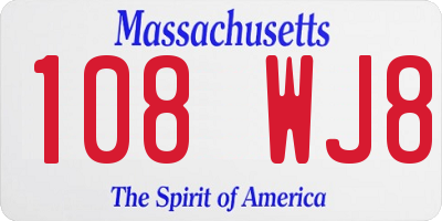 MA license plate 108WJ8