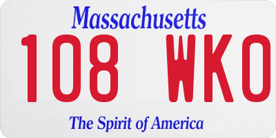 MA license plate 108WK0