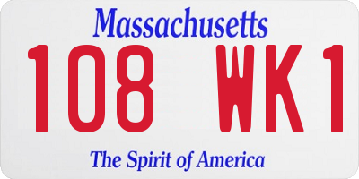 MA license plate 108WK1