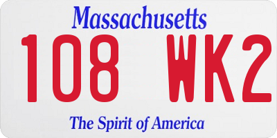 MA license plate 108WK2