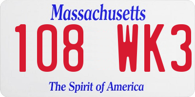 MA license plate 108WK3