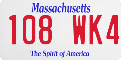 MA license plate 108WK4