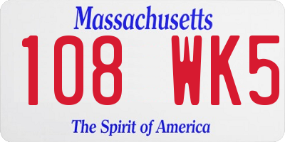 MA license plate 108WK5