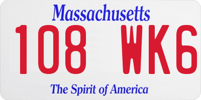 MA license plate 108WK6
