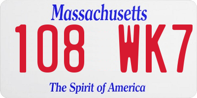 MA license plate 108WK7