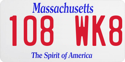 MA license plate 108WK8
