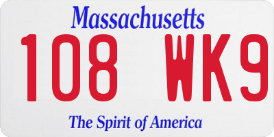 MA license plate 108WK9