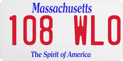 MA license plate 108WL0