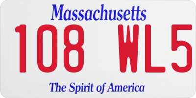 MA license plate 108WL5