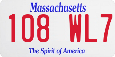 MA license plate 108WL7