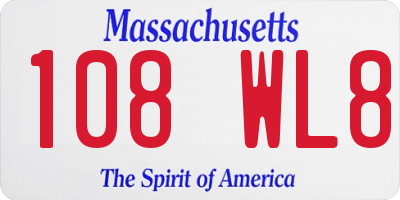 MA license plate 108WL8