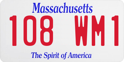 MA license plate 108WM1