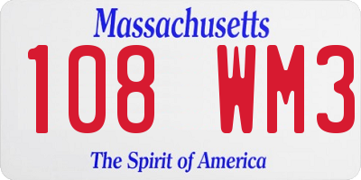 MA license plate 108WM3