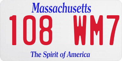 MA license plate 108WM7