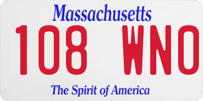 MA license plate 108WN0