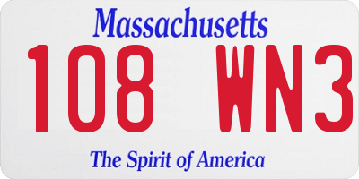 MA license plate 108WN3