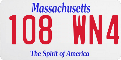 MA license plate 108WN4