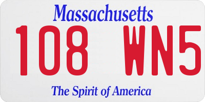 MA license plate 108WN5