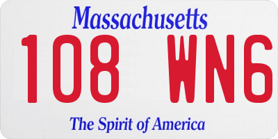 MA license plate 108WN6