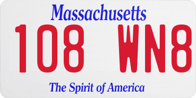 MA license plate 108WN8