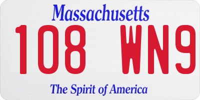 MA license plate 108WN9