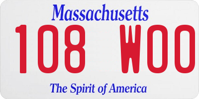 MA license plate 108WO0