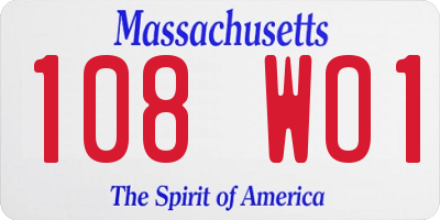 MA license plate 108WO1