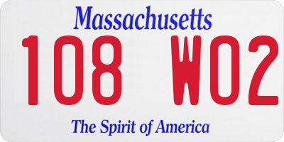 MA license plate 108WO2