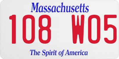 MA license plate 108WO5